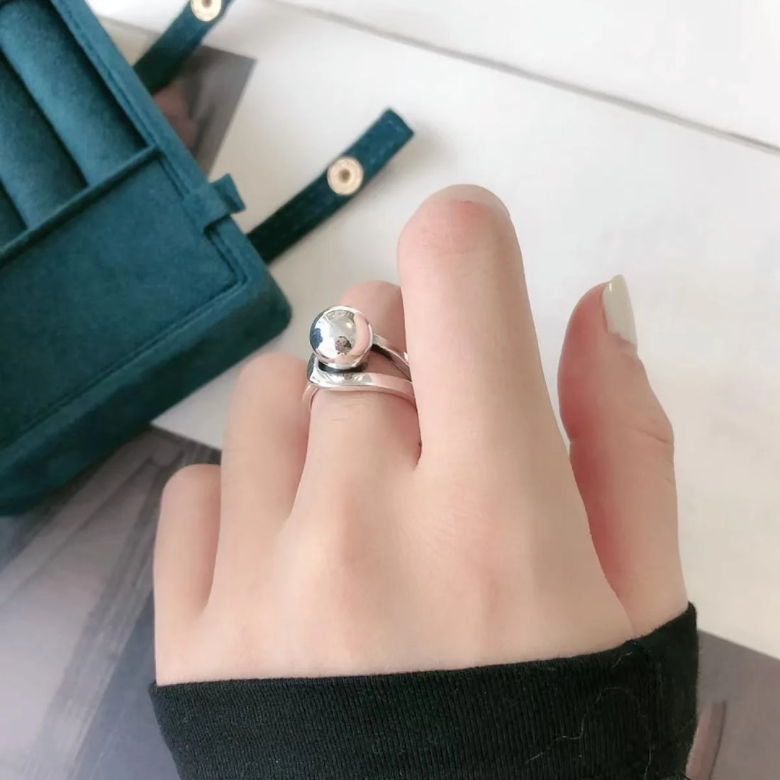 Sterling Silver Irregular Zircon Cocktail Ring